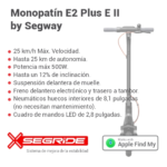 Monopatín Scooter Eléctrico Segway E2 Plus II - Imagen 4