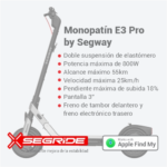 Monopatín eléctrico Segway E3 Pro 800W - Imagen 3