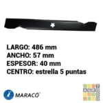 Cuchilla tractor cortacésped 19" Poulan/Husqvarna 38" Maracó - Imagen 2