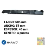 Cuchilla tractor cortacésped 20" MTD 4 puntas Maracó - Imagen 2
