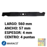 Cuchilla tractor cortacésped 22" MTD 4 puntas Maracó - Imagen 4