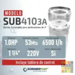 Bomba sumergible 4 pulgadas 1HP 220V Schraiberpump - Imagen 2