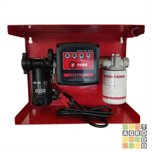 03016 FEMA Kit Surtidor para Gasoil con Filtro Cuenta Litros y Pistola Automática Fema 12V - Imagen 1