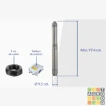 Bomba sumergible 4" trifásica 1.5HP Leo 4XR6/11-1.1 con tablero - Imagen 2