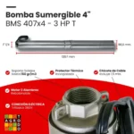 Bomba sumergible 4 pulgadas 3HP 380V Motorarg - Imagen 2