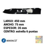 Cuchilla para tractor cortacésped 17.8" MTD/CUB CADET 50" - Imagen 2