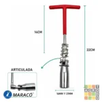 Llave Sacabujías Larga Tipo T | Regulable 16 mm - Imagen 2